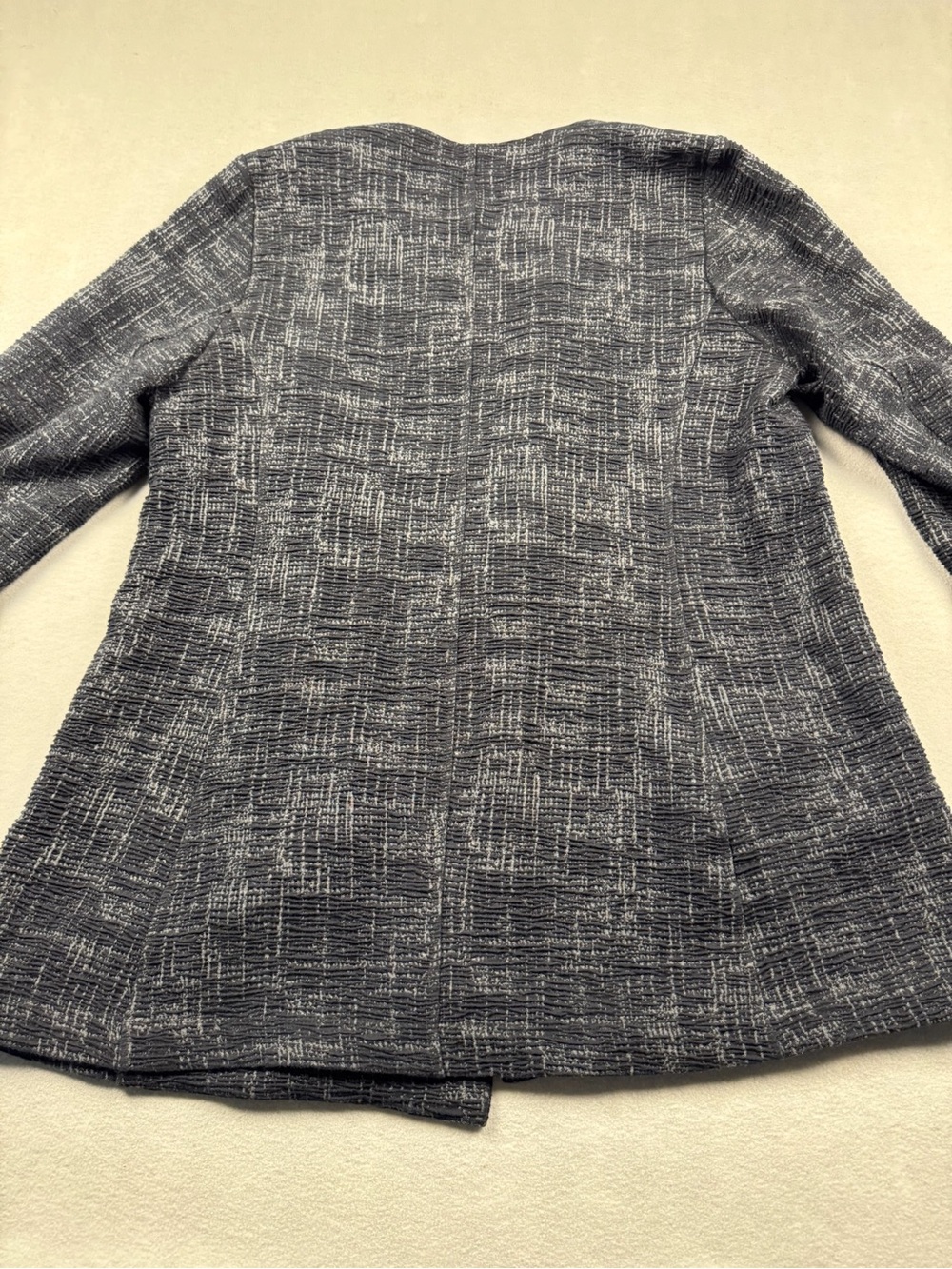 Eileen Fisher Jacket Womens 1X Gray Textured Organic Cotton Blend Open Front - Picture 2 of 9